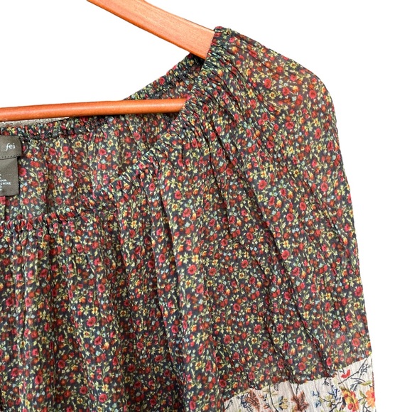 Anthropologie Fei Silk Floral Off The Shoulder Blouse Top Cottagecore Boho Med M - Picture 4 of 7